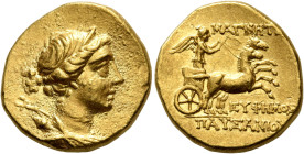 IONIA. Magnesia ad Maeandrum. Circa 130-120 BC. Stater (Gold, 18 mm, 8.38 g, 12 h), Euphemos, son of Pausanias. Draped bust of Artemis to right, weari...