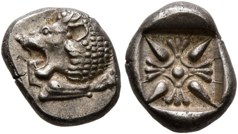 IONIA. Miletos. Late 6th-early 5th century BC. Diobol (Silver, 9 mm, 1.15 g). Fo...