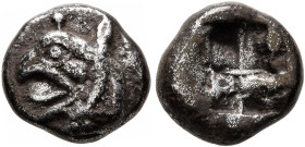 IONIA. Phokaia. Circa 521-478 BC. Hemidrachm (Silver, 9 mm, 1.52 g). Head of a griffin to left. Rev. Rough incuse square. SNG Kayhan 514-6. SNG Keckma...