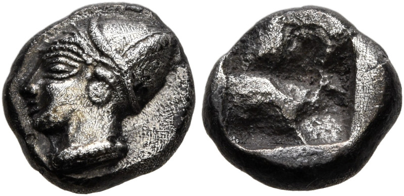 IONIA. Phokaia. Circa 521-478 BC. Diobol (Silver, 9 mm, 1.20 g). Head of a nymph...