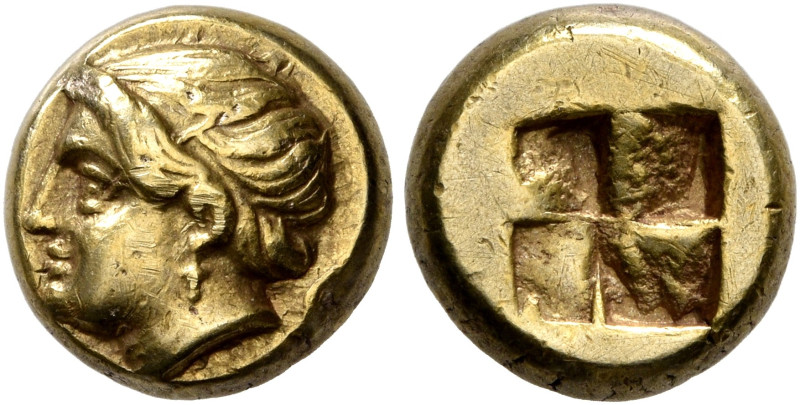 IONIA. Phokaia. Circa 387-326 BC. Hekte (Electrum, 9 mm, 2.57 g). Head of a fema...