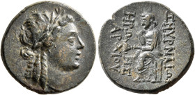 IONIA. Smyrna. Circa 105-95 BC. AE (Bronze, 20 mm, 7.65 g, 12 h), Herod, son of Archias, magistrate. Laureate head of Apollo to right. Rev. ΖΜΥΡΝΑΙΩΝ ...