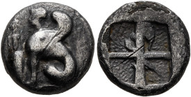 ISLANDS OFF IONIA, Chios. Circa 400-380 BC. Drachm (Subaeratus, 13 mm, 2.49 g), a contemporary plated imitation. Sphinx seated left; to left, grape bu...