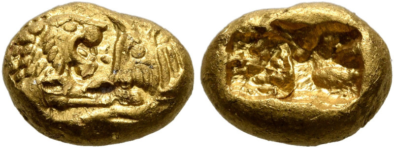 KINGS OF LYDIA. Kroisos, circa 560-546 BC. 1/6 Stater (Gold, 9 mm, 1.80 g), heav...