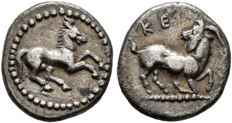 CILICIA. Kelenderis. 4th century BC. Obol (Silver, 9 mm, 0.76 g, 5 h). Horse pra...