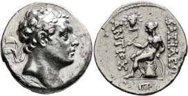 SELEUKID KINGS OF SYRIA. Antiochos IV Epiphanes, 175-164 BC. Tetradrachm (Silver, 28 mm, 16.61 g, 12 h), Seleukeia on the Tigris. Diademed head of Ant...