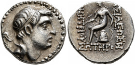 SELEUKID KINGS OF SYRIA. Demetrios I Soter, 162-150 BC. Drachm (Silver, 16 mm, 4.00 g, 5 h), Ekbatana. Diademed head of Demetrios I to right. Rev. [B]...