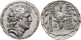 SELEUKID KINGS OF SYRIA. Tryphon, circa 142-138 BC. Tetradrachm (Silver, 33 mm, 16.70 g, 1 h), Antiochia on the Orontes. Diademed head of Tryphon to r...