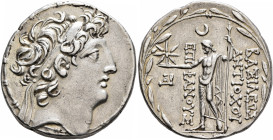 SELEUKID KINGS OF SYRIA. Antiochos VIII Epiphanes (Grypos), 121/0-97/6 BC. Tetradrachm (Silver, 30 mm, 16.48 g, 12 h), Ake-Ptolemais, circa 121/0-113....