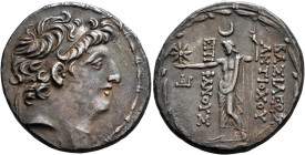 SELEUKID KINGS OF SYRIA. Antiochos VIII Epiphanes (Grypos), 121/0-97/6 BC. Tetradrachm (Silver, 29 mm, 16.05 g, 12 h), Ake-Ptolemais, circa 121-113. D...