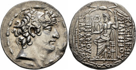 SELEUKID KINGS OF SYRIA. Philip I Philadelphos, circa 95/4-76/5 BC. Tetradrachm (Silver, 28 mm, 15.79 g, 12 h), Antiochia on the Orontes, after 88/7. ...