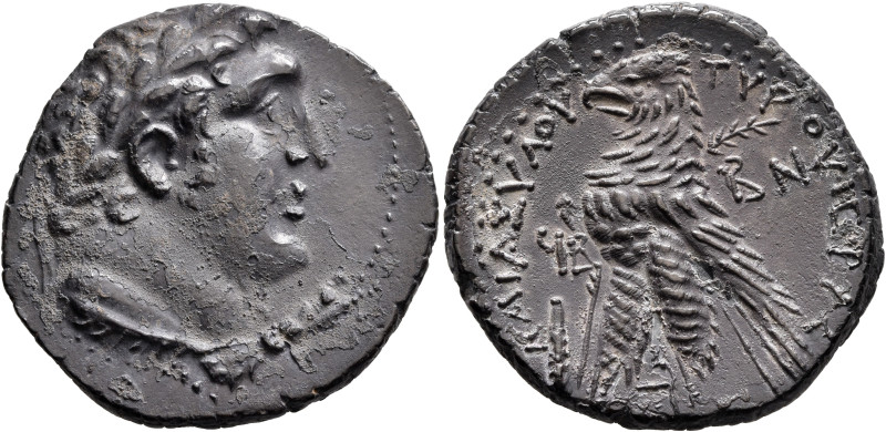 PHOENICIA. Tyre. 126/5 BC-AD 65/6. Shekel (Silver, 28 mm, 13.90 g, 12 h), CY 92 ...