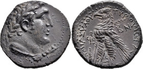 PHOENICIA. Tyre. 126/5 BC-AD 65/6. Shekel (Silver, 28 mm, 13.90 g, 12 h), CY 92 = 35/4 BC. Laureate head of Melkart to right, lion skin tied around ne...