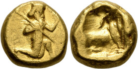 PERSIA, Achaemenid Empire. Time of Darios I to Xerxes II, circa 485-420 BC. Goldgulden (Gold, 14 mm, 8.38 g), Lydo-Milesian standard, Sardes. Persian ...