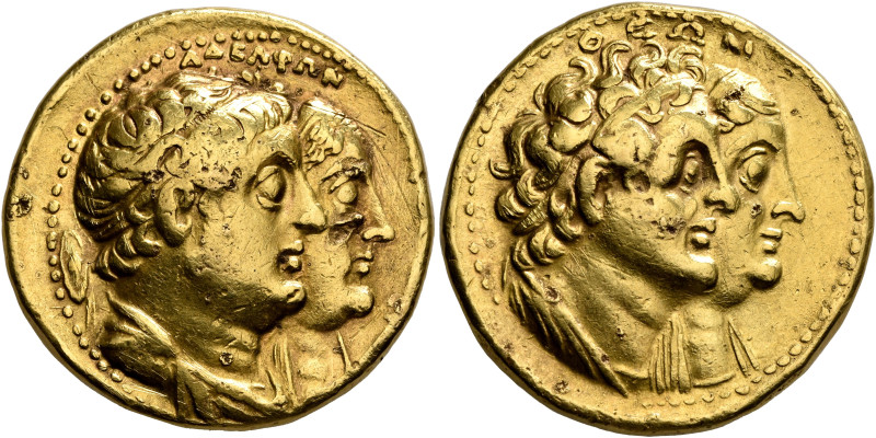 PTOLEMAIC KINGS OF EGYPT. Ptolemy II Philadelphos, with Arsinöe II, Ptolemy I, a...