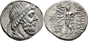 KINGS OF PARTHIA. Mithradates I, 165-132 BC. Tetradrachm (Silver, 26 mm, 16.22 g, 12 h), Seleukeia on the Tigris, SE 173 = 140/39 BC. Diademed and dra...