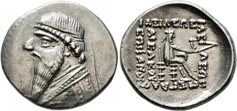 KINGS OF PARTHIA. Mithradates II, 121-91 BC. Drachm (Silver, 20 mm, 4.19 g, 12 h...