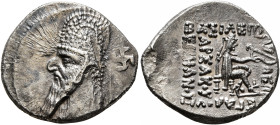 KINGS OF PARTHIA. Mithradates II, 121-91 BC. Drachm (Silver, 19 mm, 3.87 g, 12 h), Rhagai, circa 96/5-93/2. Diademed and draped bust of Mithradates II...