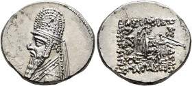 KINGS OF PARTHIA. Mithradates II, 121-91 BC. Drachm (Silver, 19 mm, 4.23 g, 12 h), Rhagai, circa 96/5-93/2. Diademed and draped bust of Mithradates II...