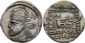 KINGS OF PARTHIA. Vologases II, circa AD 77-80. Drachm (Silver, 20 mm, 3.65 g, 12 h), Ekbatana. Diademed and draped bust of Vologases II to left, wear...
