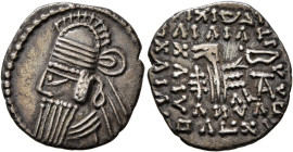 KINGS OF PARTHIA. Vologases IV, circa 147-191. Drachm (Silver, 19 mm, 3.58 g, 12 h), Ekbatana. Diademed and draped bust of Vologases IV to left, weari...