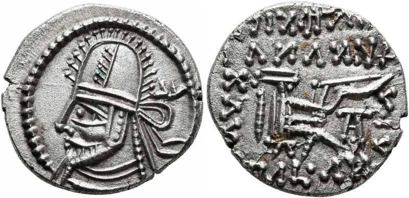 KINGS OF PARTHIA. Artabanos VI, circa 216-224. Drachm (Silver, 18 mm, 2.79 g, 12...
