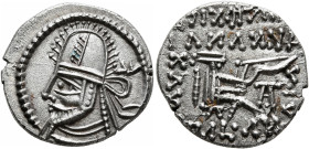 KINGS OF PARTHIA. Artabanos VI, circa 216-224. Drachm (Silver, 18 mm, 2.79 g, 12 h), Ekbatana. Diademed and draped bust of Artabanos VI to left, weari...