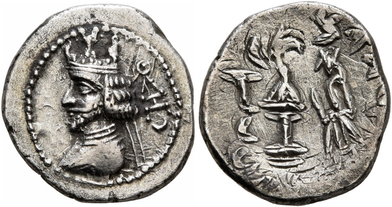 KINGS OF PERSIS. Artaxerxes (Ardaxshir) II, late 1st century BC. Hemidrachm (Sil...