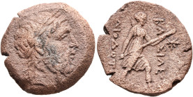 BAKTRIA, Greco-Baktrian Kingdom. Diodotos II, circa 235-225 BC. AE (Bronze, 20 mm, 7.00 g, 6 h), Aï Khanoum. Laureate head of Zeus to right. Rev. ΒΑΣΙ...