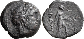 BAKTRIA, Greco-Baktrian Kingdom. Diodotos II, circa 235-225 BC. AE (Bronze, 19 mm, 4.84 g, 6 h), Aï Khanoum. Laureate head of Zeus to right. Rev. ΒΑΣΙ...