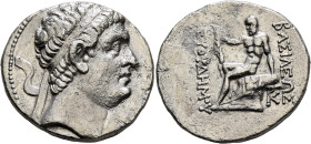 BAKTRIA, Greco-Baktrian Kingdom. Euthydemos I, circa 225-200 BC. Tetradrachm (Silver, 28 mm, 15.86 g, 12 h), mint B (Baktra?). Diademed head of Euthyd...