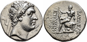 BAKTRIA, Greco-Baktrian Kingdom. Euthydemos I, circa 225-200 BC. Tetradrachm (Silver, 26 mm, 16.55 g, 12 h), mint B (Baktra?). Diademed head of Euthyd...