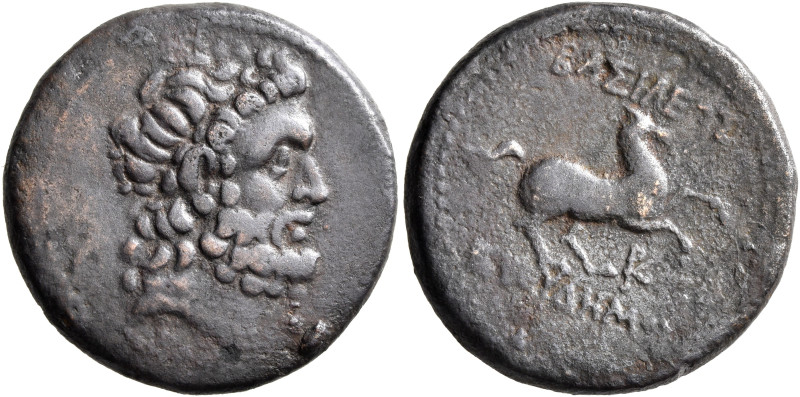BAKTRIA, Greco-Baktrian Kingdom. Euthydemos I, circa 225-200 BC. AE (Bronze, 22 ...