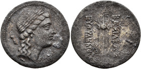 BAKTRIA, Greco-Baktrian Kingdom. Euthydemos II, circa 185-180 BC. AE (Copper-Nickel, 22 mm, 7.62 g, 3 h), Baktra. Laureate head of Apollo to right. Re...