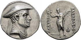BAKTRIA, Greco-Baktrian Kingdom. Antimachos I, circa 180-165 BC. Tetradrachm (Silver, 31 mm, 17.08 g, 12 h), Baktra. Diademed and draped bust of Antim...