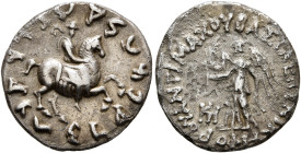 BAKTRIA, Greco-Baktrian Kingdom. Antimachos II, circa 174-165 BC. Drachm (Silver, 17 mm, 2.37 g, 11 h), Indian standard, uncertain mint in Paropamisad...