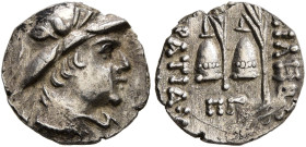 BAKTRIA, Greco-Baktrian Kingdom. Eukratides I, circa 170-145 BC. Obol (Silver, 10 mm, 0.53 g, 12 h), Baktra or an uncertain mint in the Paropamisadai ...