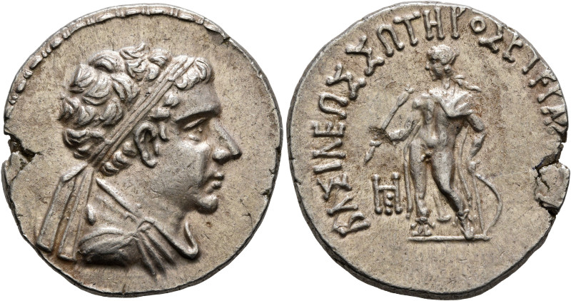BAKTRIA, Greco-Baktrian Kingdom. Eukratides II, circa 145-140 BC. Tetradrachm (S...