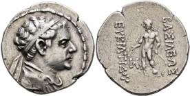 BAKTRIA, Greco-Baktrian Kingdom. Eukratides II, circa 145-140 BC. Tetradrachm (Silver, 30 mm, 16.89 g, 12 h), Baktra. Diademed and draped bust of Eukr...