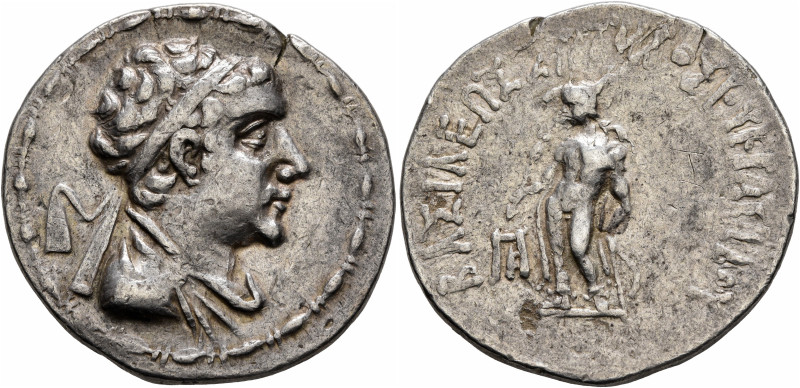 BAKTRIA, Greco-Baktrian Kingdom. Eukratides II, circa 145-140 BC. Tetradrachm (S...