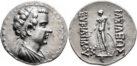 BAKTRIA, Greco-Baktrian Kingdom. Eukratides II, circa 145-140 BC. Tetradrachm (Silver, 31 mm, 16.82 g, 12 h). Diademed and draped bust of Eukratides I...