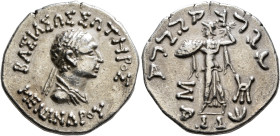 BAKTRIA, Indo-Greek Kingdom. Menander I, circa 165/55-130 BC. Tetradrachm (Silver, 25 mm, 9.63 g, 12 h), Indian standard, uncertain mint in Paropamisa...