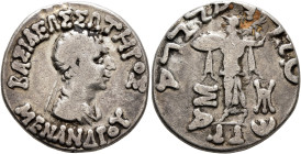 BAKTRIA, Indo-Greek Kingdom. Menander I, circa 165/55-130 BC. Tetradrachm (Silver, 25 mm, 9.33 g, 12 h), Indian standard, uncertain mint in Paropamisa...