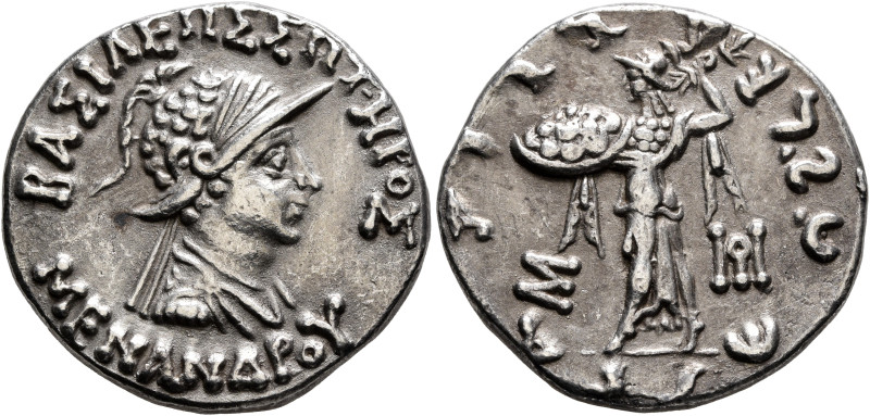 BAKTRIA, Indo-Greek Kingdom. Menander I, circa 165/55-130 BC. Tetradrachm (Silve...
