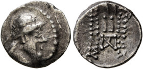 EARLY SKYTHIANS, Imitating Eukratides I of Baktria. Late 2nd century BC. Obol (Silver, 10 mm, 0.47 g, 7 h). Diademed and draped bust of Eukratides I t...