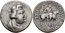 INDIA, Kushan Empire. Kujula Kadphises, circa 30/50-80. Tetradrachm (Silver, 27 mm, 15.63 g, 12 h), 'Heraios type'. Diademed and draped bust of Kujula...