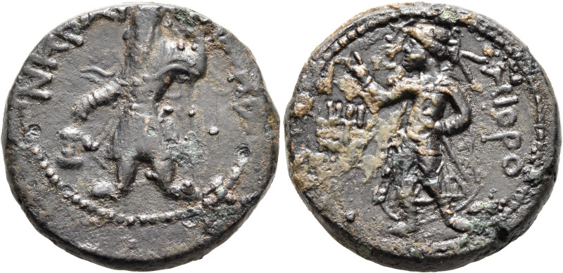 INDIA, Kushan Empire. Kanishka I, circa 127/8-152. Tetradrachm (Bronze, 25 mm, 1...