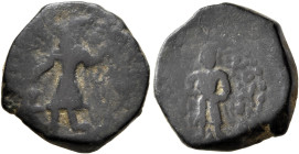 INDIA, Kushan Empire. Kanishka I, circa 127/8-152. Drachm (Bronze, 17 mm, 4.16 g, 11 h), main mint in Kapisha (Begram?). ÞAO ΚANηρKI ('King Kanishka' ...