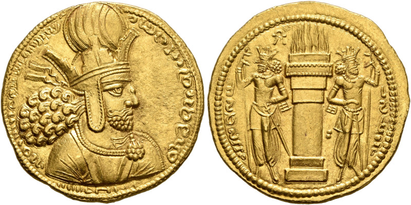 SASANIAN KINGS. Shahpur I, 240-272. Dinar (Gold, 22 mm, 7.47 g, 3 h), Mint C (Kt...