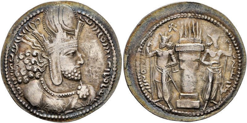 SASANIAN KINGS. Shahpur I, 240-272. Drachm (Silver, 27 mm, 4.44 g, 3 h), Mint I ...